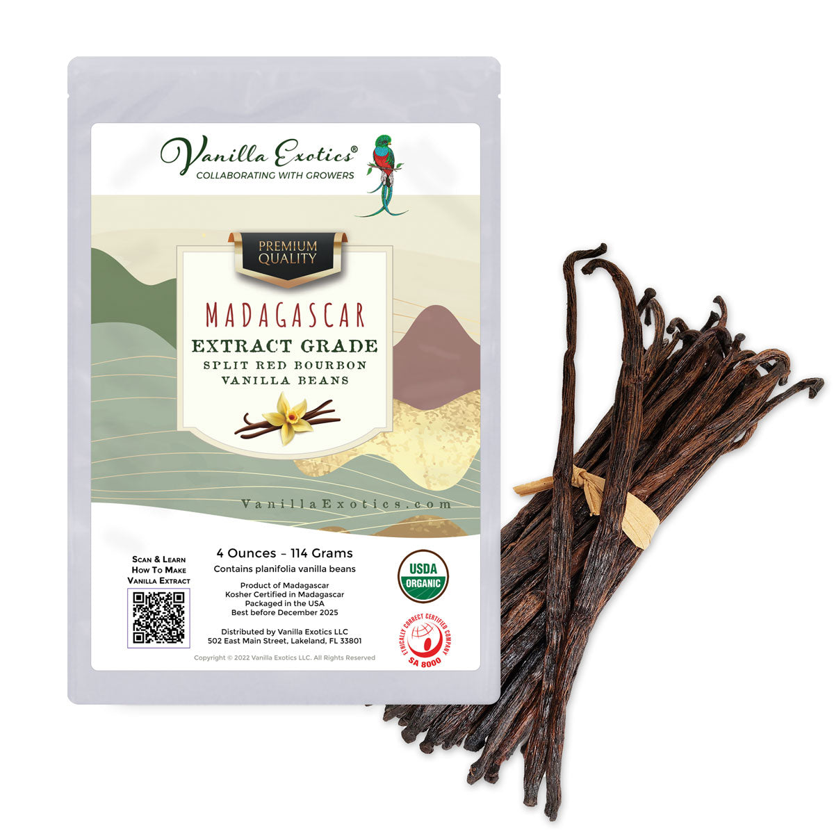 [LIQUIDATION] PREMIUM Madagascar Extract Grade Bourbon Red Split Vanilla Beans (Late Harvest), Planifolia — USDA Certified Organic